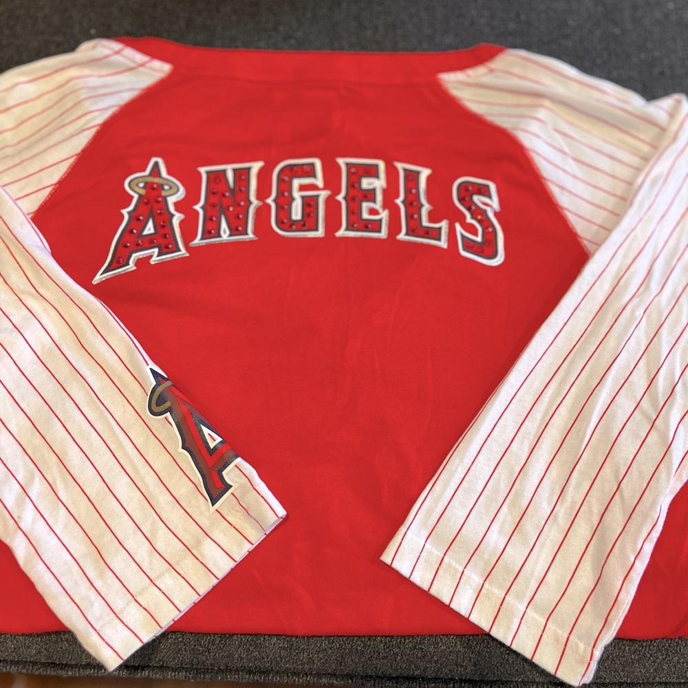 Vintage Angels Red and White Baseball Shirt by Victoria Secret